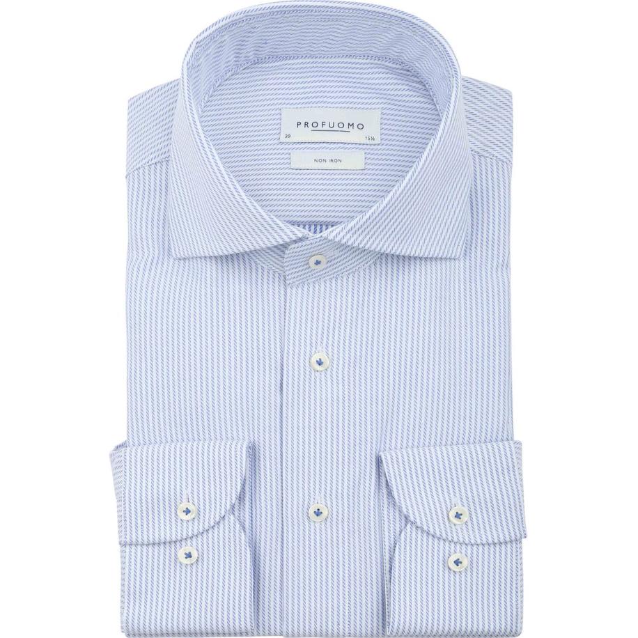 Profuomo Overhemd Streep Lichtblauw Blauw