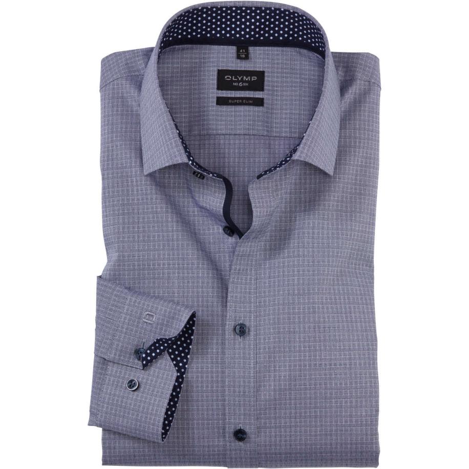 OLYMP No. Six Overhemd marine, Motief Blauw