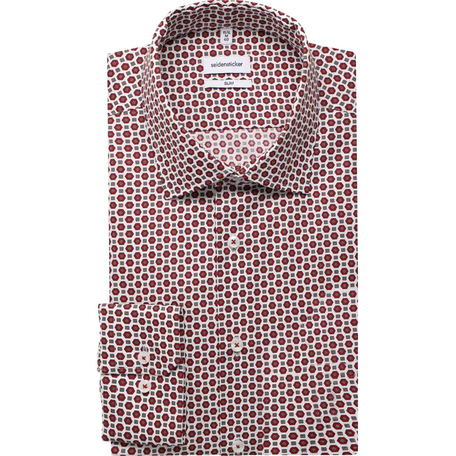 Seidensticker Overhemd rood, Bedrukt Rood