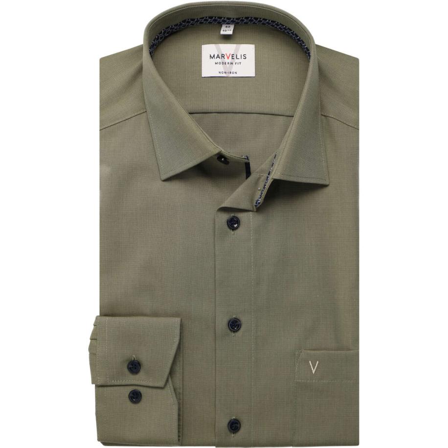 Marvelis Overhemd olijf, Effen Groen