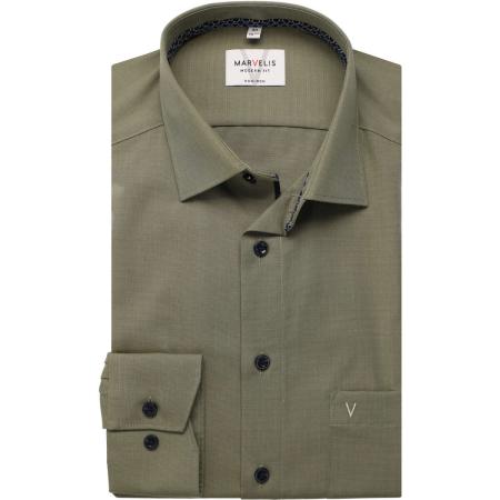 Marvelis Overhemd olijf, Effen