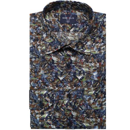 Marvelis Casual Overhemd marine, Motief