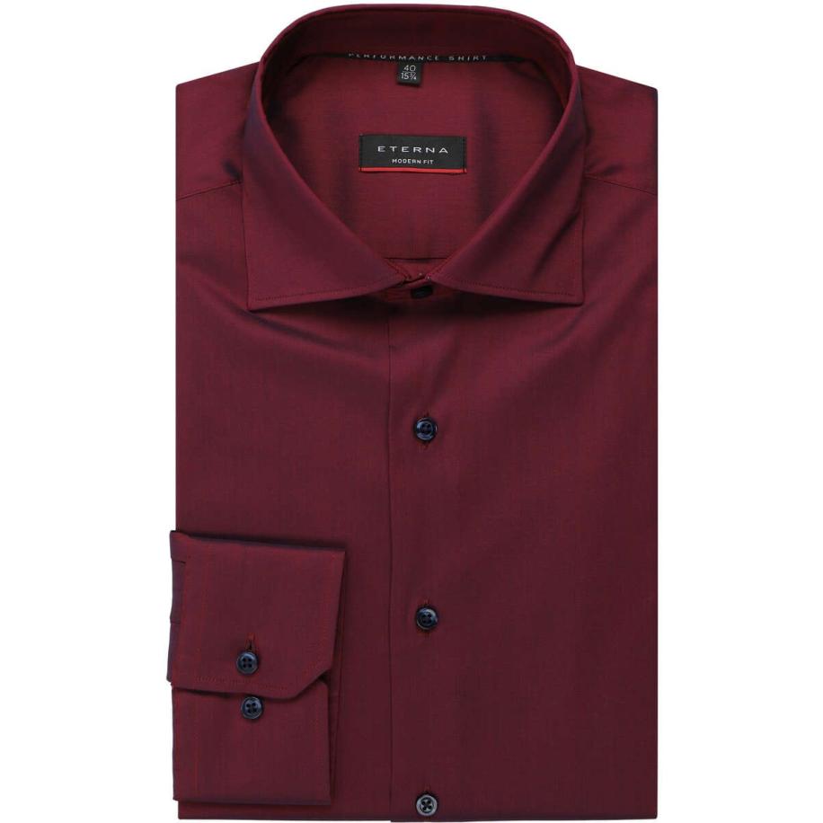 ETERNA Performance Overhemd donkerrood, Effen Rood