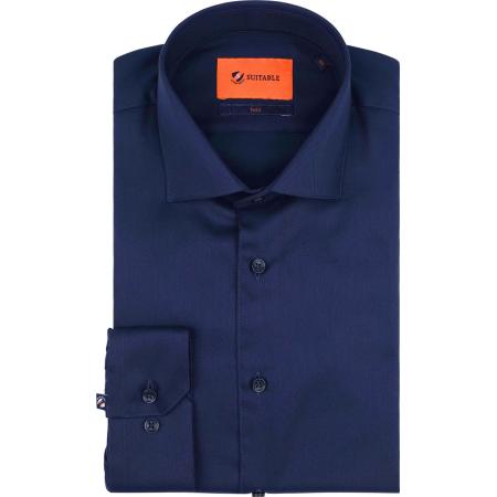 Suitable Overhemd Navy Blauw Twill DR-05