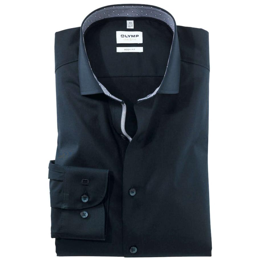 OLYMP Level Five Overhemd donkerblauw, Effen Blauw