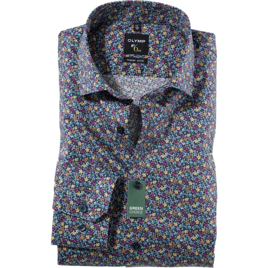 OLYMP No. Six Overhemd groen, Motief Groen