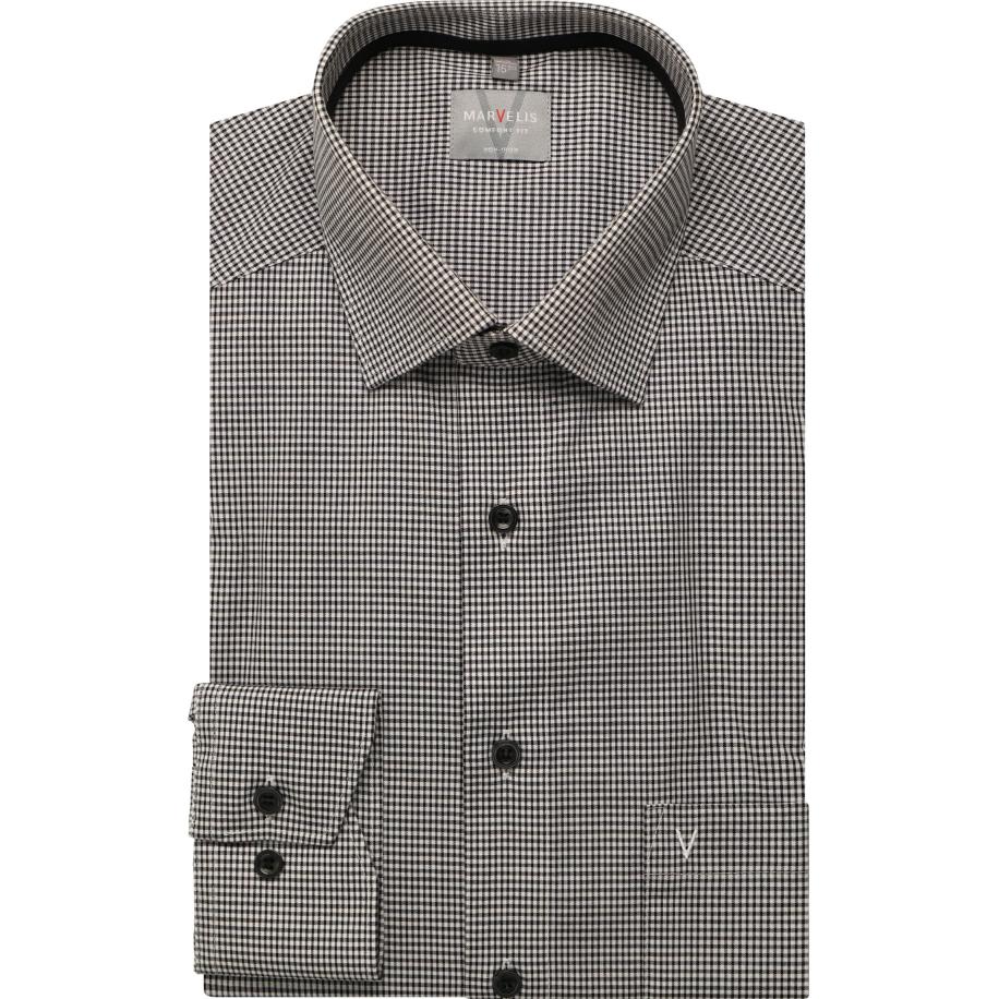 Marvelis Overhemd zwart, Ruit Zwart