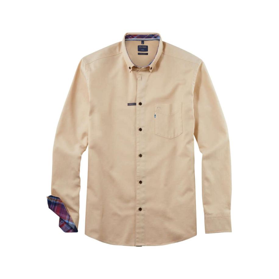 OLYMP Casual Overhemd beige, Effen Bruin