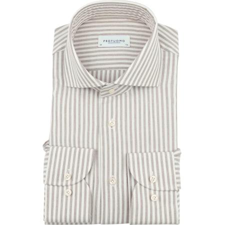 Profuomo Overhemd Streep Cutaway Beige