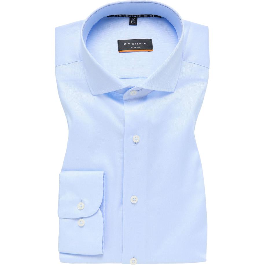 ETERNA Performance Overhemd middenblauw, Gestructureerd Blauw