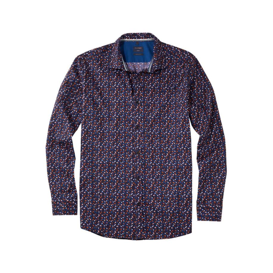 OLYMP Casual Overhemd marine, Bedrukt Blauw