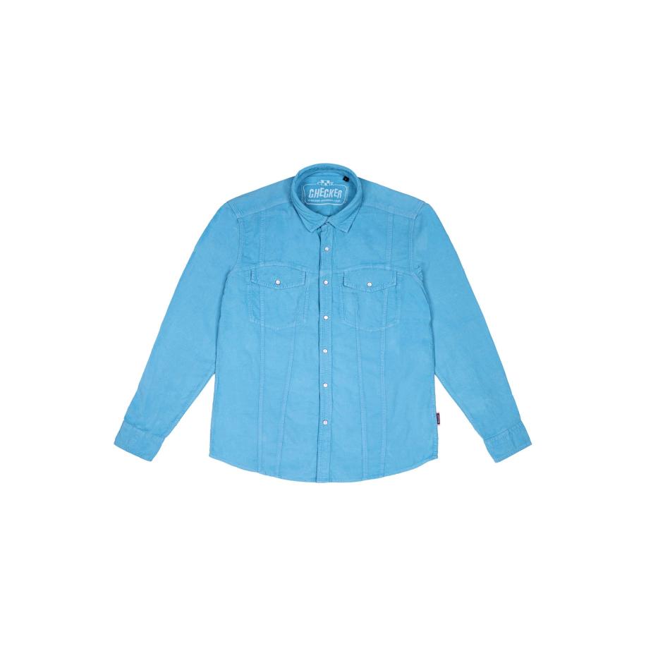 Checker Checker Overhemd Dynasty Cord lichtblauw -