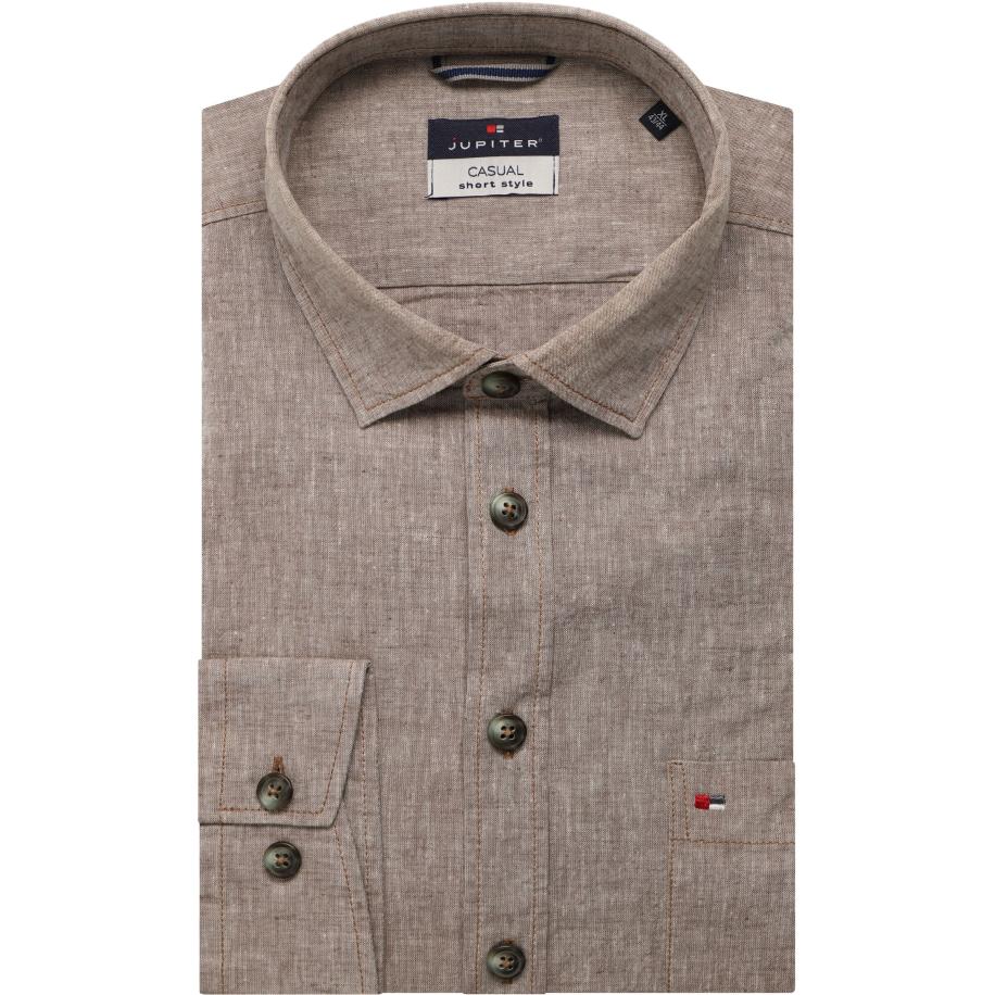 Jupiter Casual Overhemd beige, Effen Bruin
