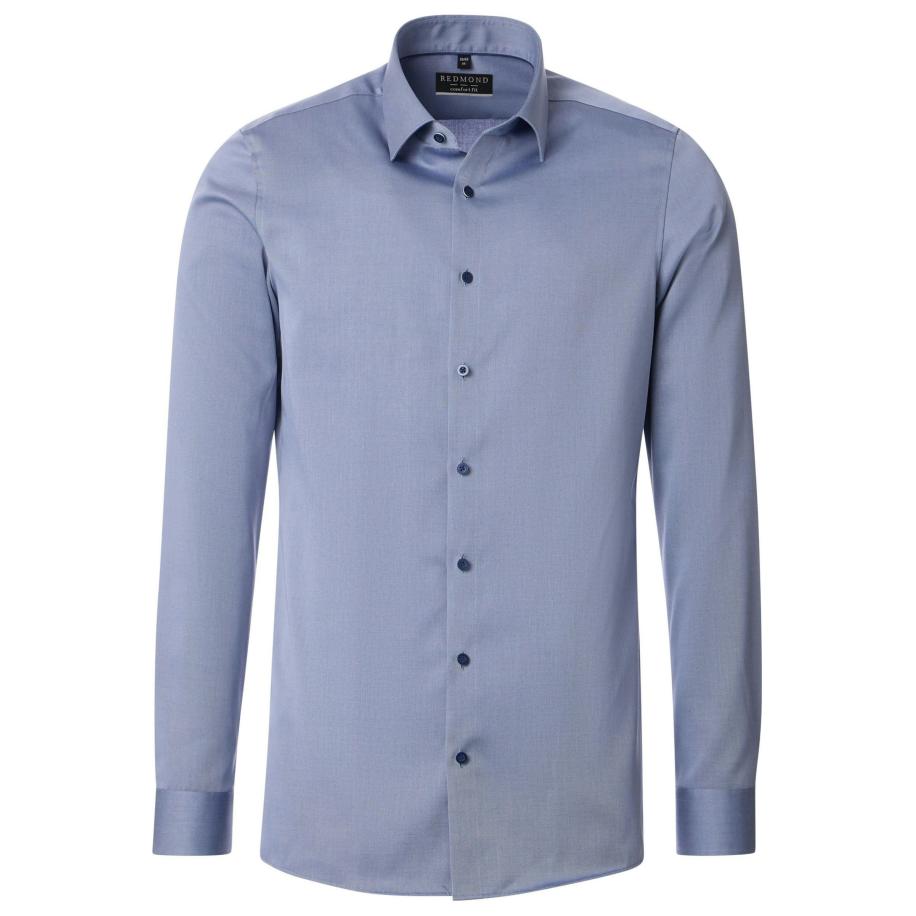 Redmond Overhemd blauw, Effen Blauw