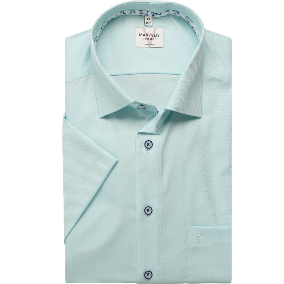Marvelis Overhemd Korte mouw turquoise Blauw