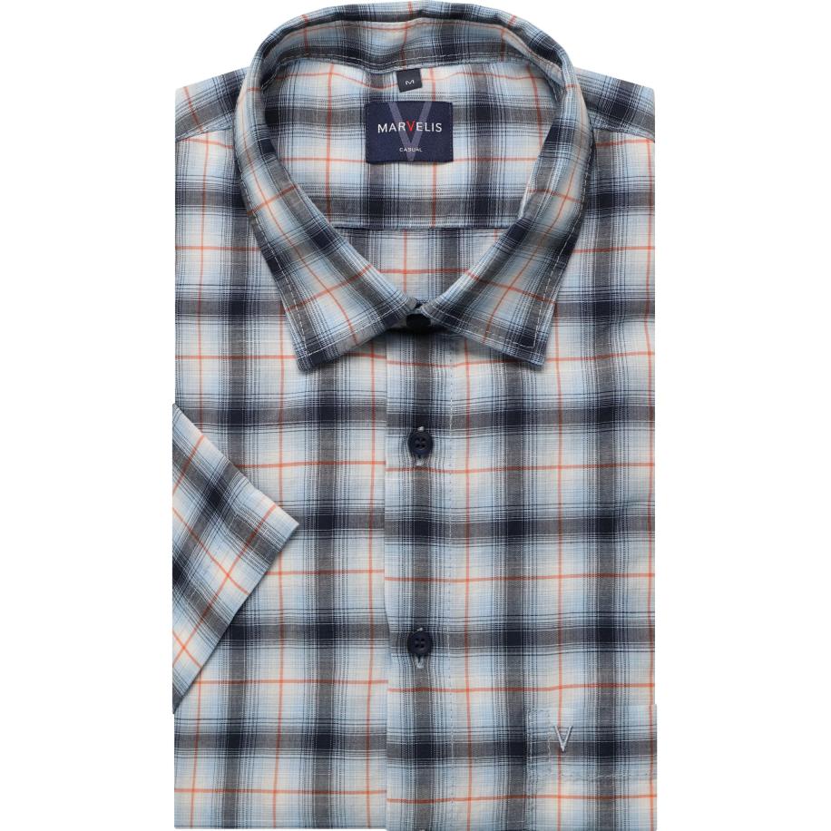 Marvelis Casual Overhemd Korte mouw marine Blauw