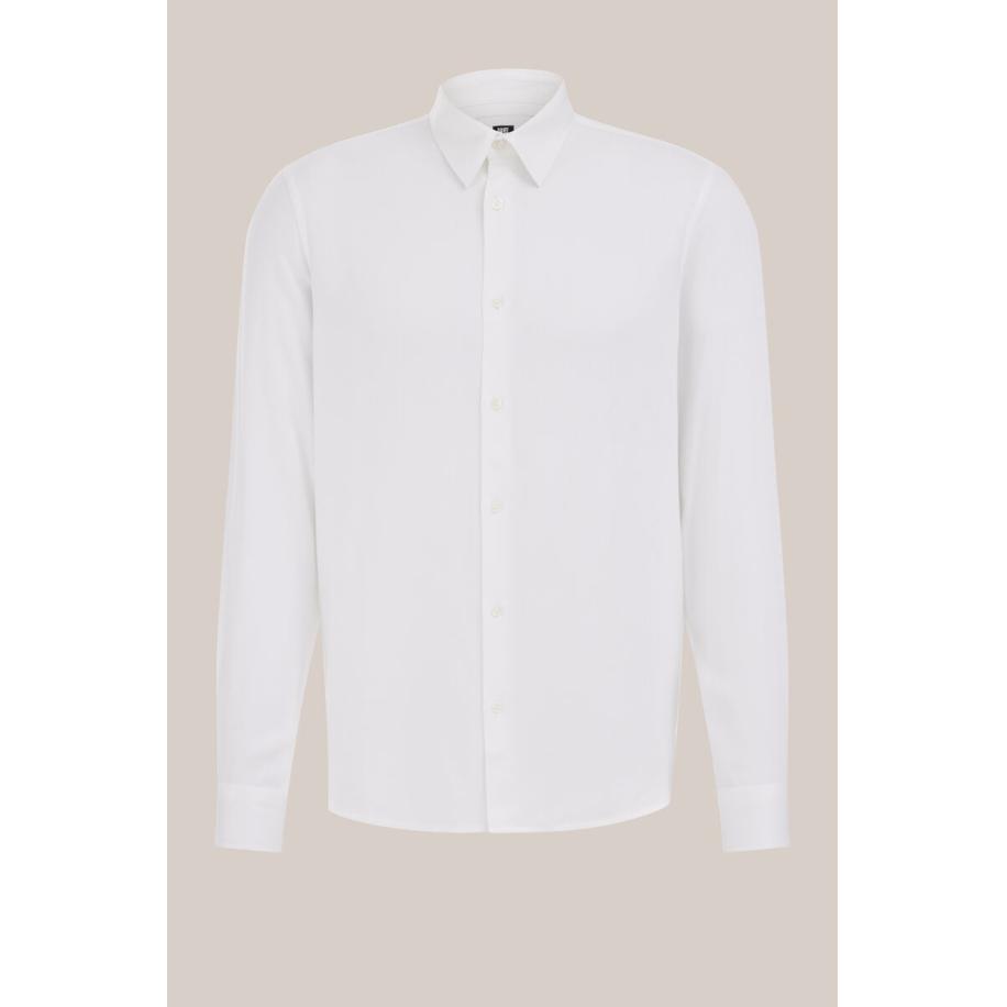 WE Fashion Heren regular fit overhemd - Regular fit - Wit - Viscose - Maat: XS Wit