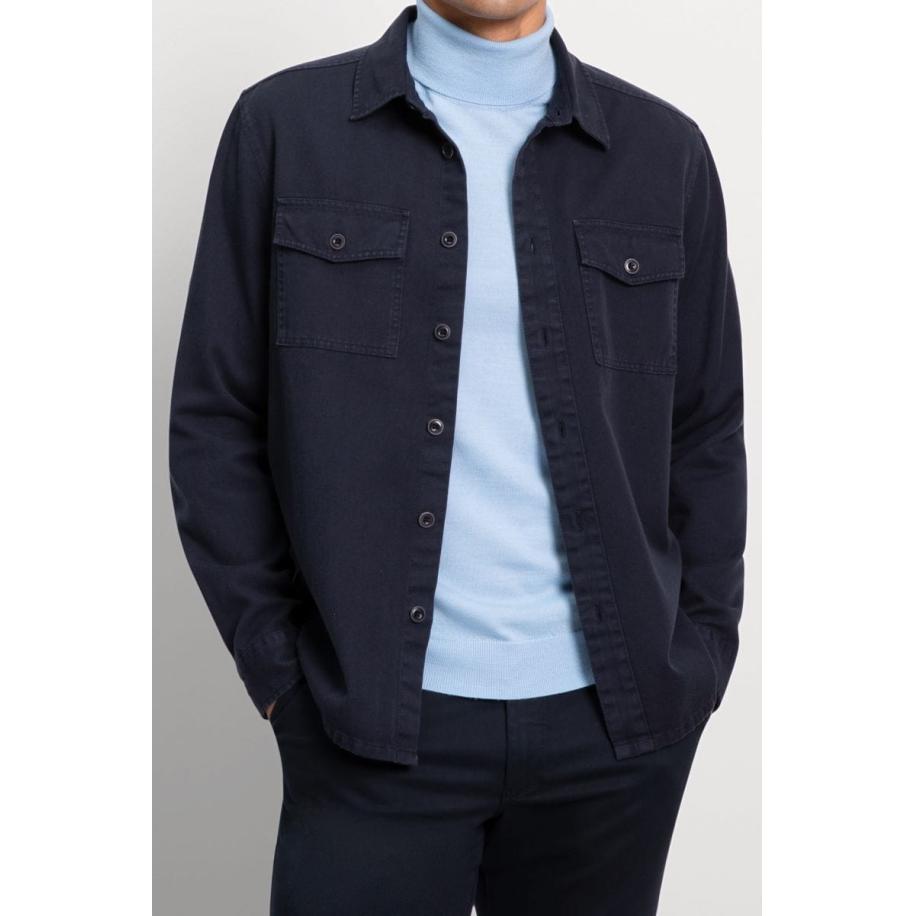 OLYMP Casual Overshirt marine, Effen Blauw
