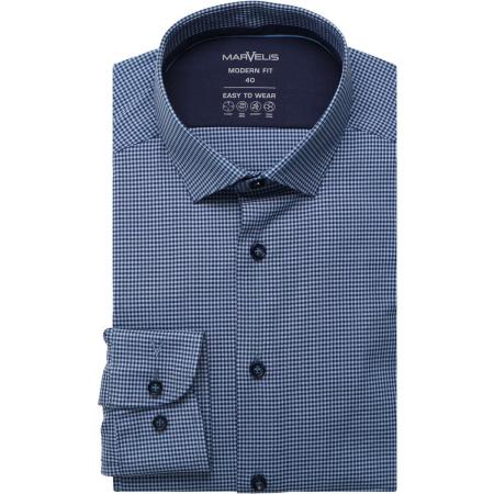 Marvelis Performance Overhemd blauw, Ruit