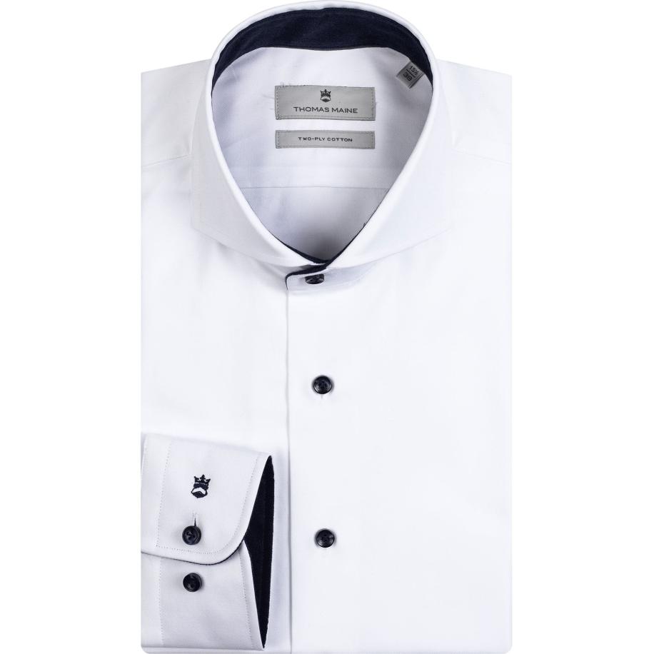 Thomas Maine Overhemd wit, Effen Wit