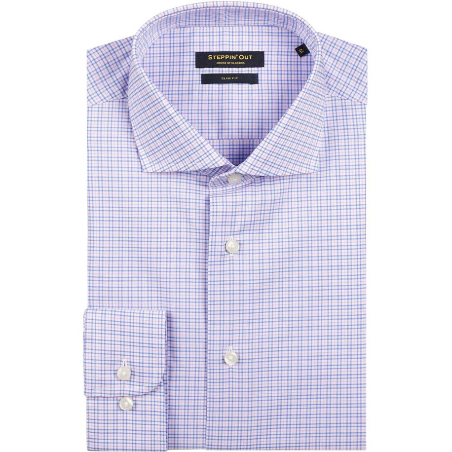 Steppin' Out Overhemd Slim-Fit Ruiten Blauw Rood Blauw