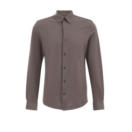 Fundamentals heren Slim fit overhemd van piquéjersey - Slim Fit - Kaneelbruin - Katoen - Maat: L