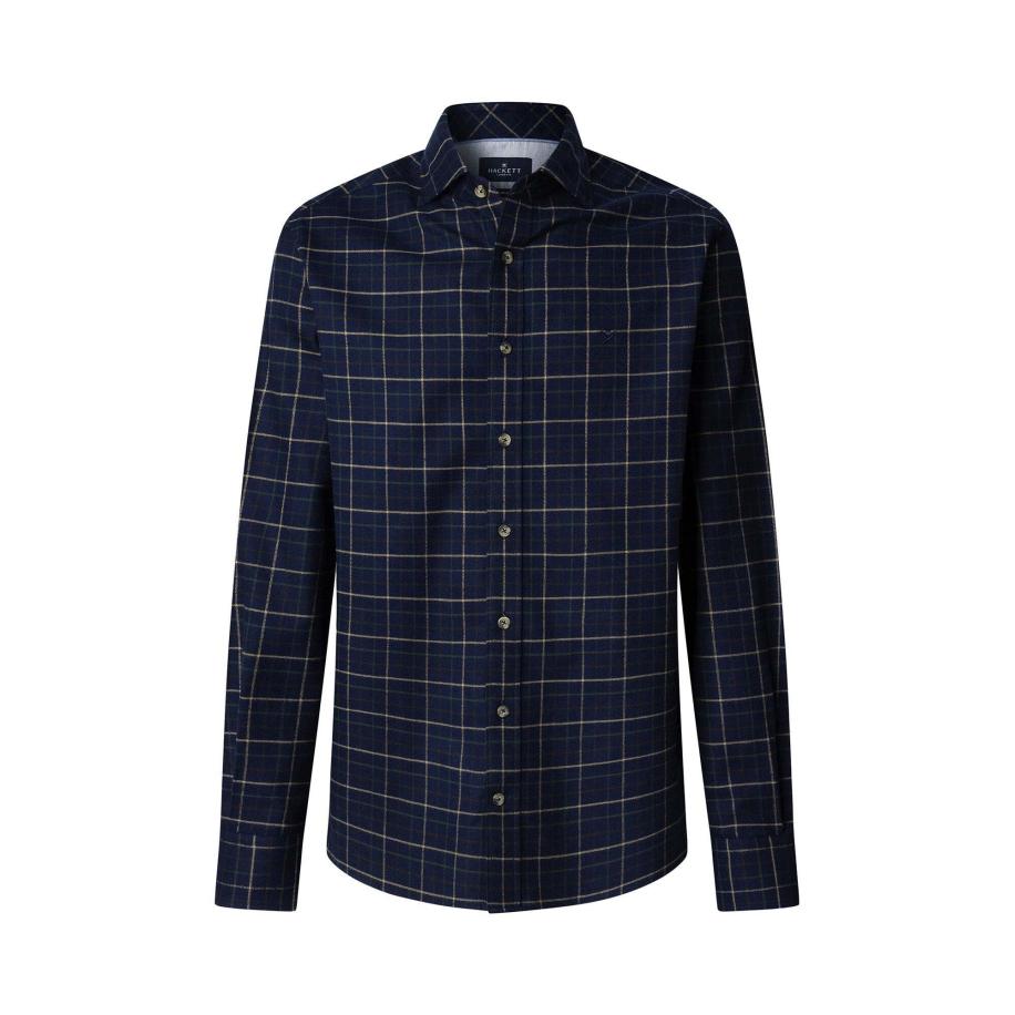 Hackett London Hackett London Overhemd Tattersall beige / navy / donkergroen / bordeaux -