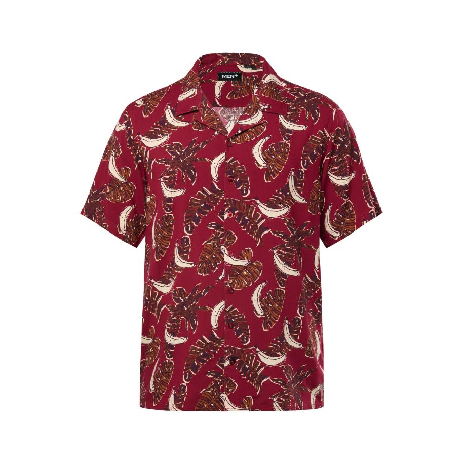 men plus Men Plus Overhemd lichtbeige / bruin / bordeaux -