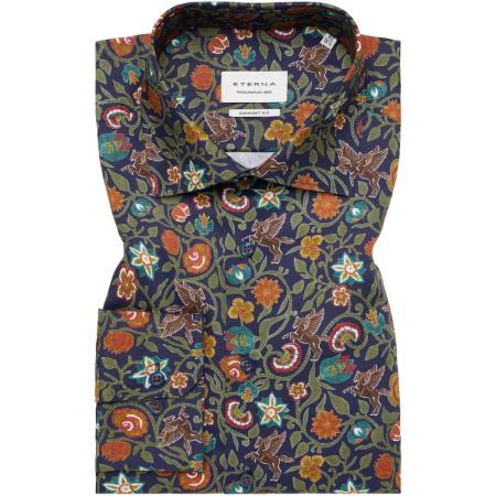 ETERNA Overhemd donkergroen, Bedrukt