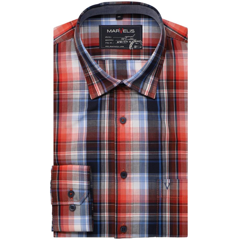 Marvelis Casual Overhemd oranje, Ruit Oranje