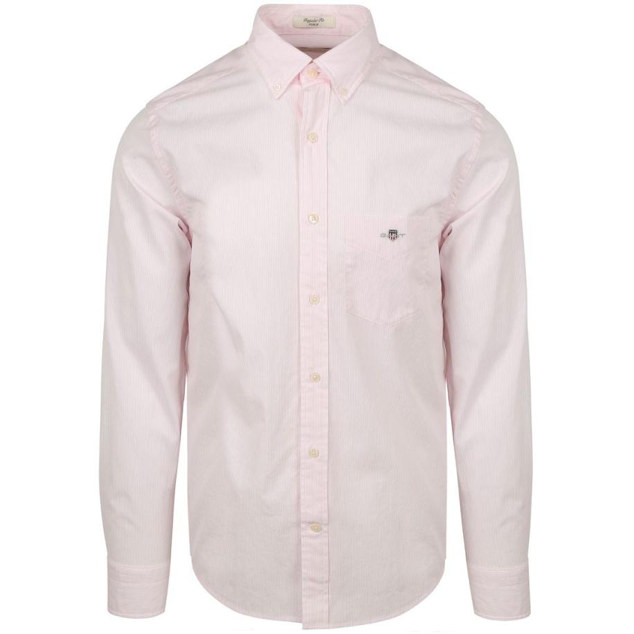 Gant Poplin Banker Overhemd Streep Lichtroze Roze