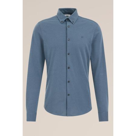 Fundamentals heren Slim fit overhemd van piquéjersey - Slim Fit - Grijsblauw - Katoen - Maat: XXL