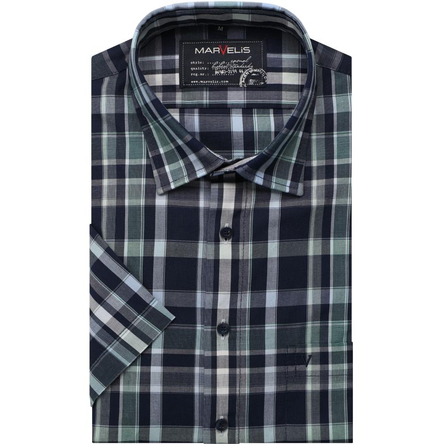 Marvelis Casual Overhemd Korte mouw marine Blauw