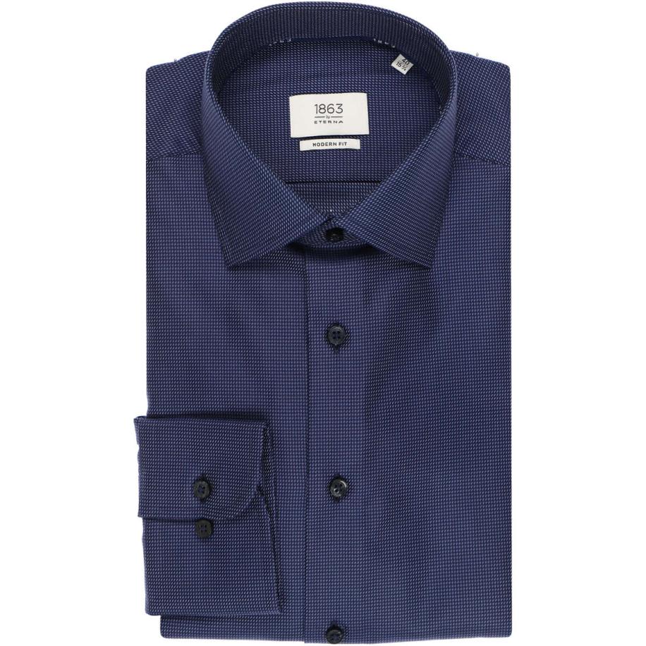 ETERNA 1863 Overhemd marine, Gestructureerd Blauw