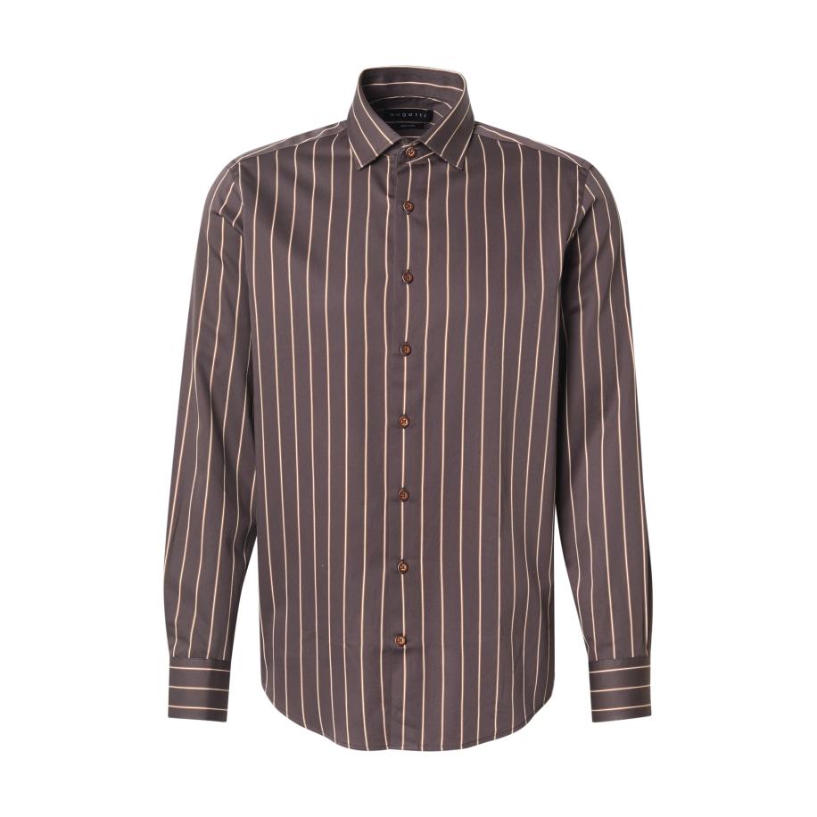 Bugatti bugatti Overhemd bruin / chocoladebruin / wit -