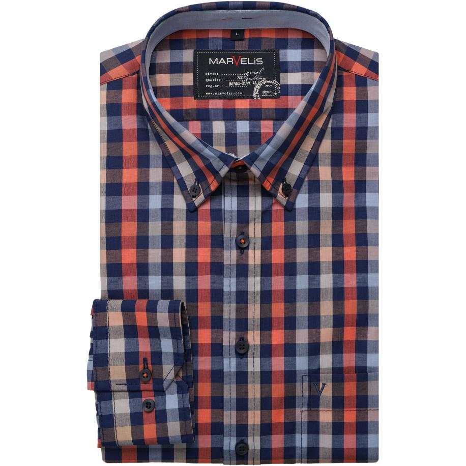 Marvelis Casual Overhemd oranje, Ruit Oranje