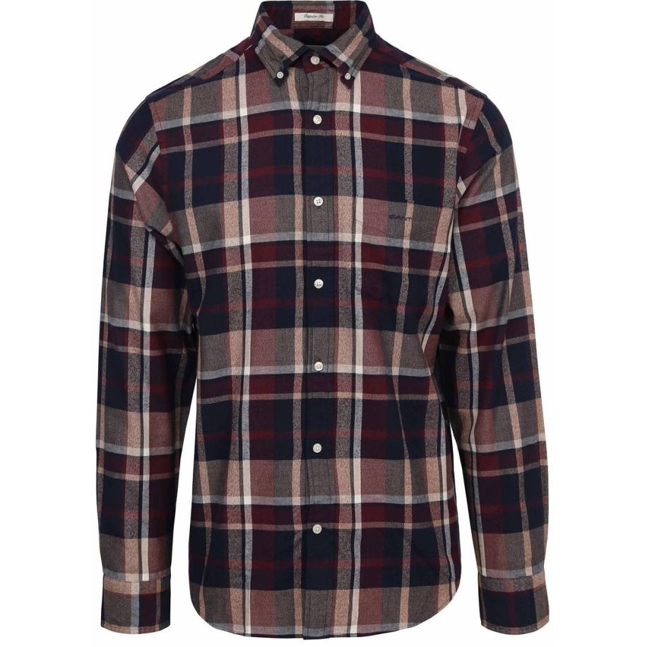 Gant Jaspé Overhemd Ruiten Bordeaux Rood
