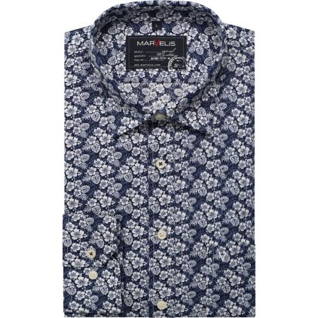 Marvelis Casual Overhemd marine, Motief