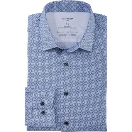 OLYMP Luxor 24/Seven Jersey shirt blauw, Bedrukt