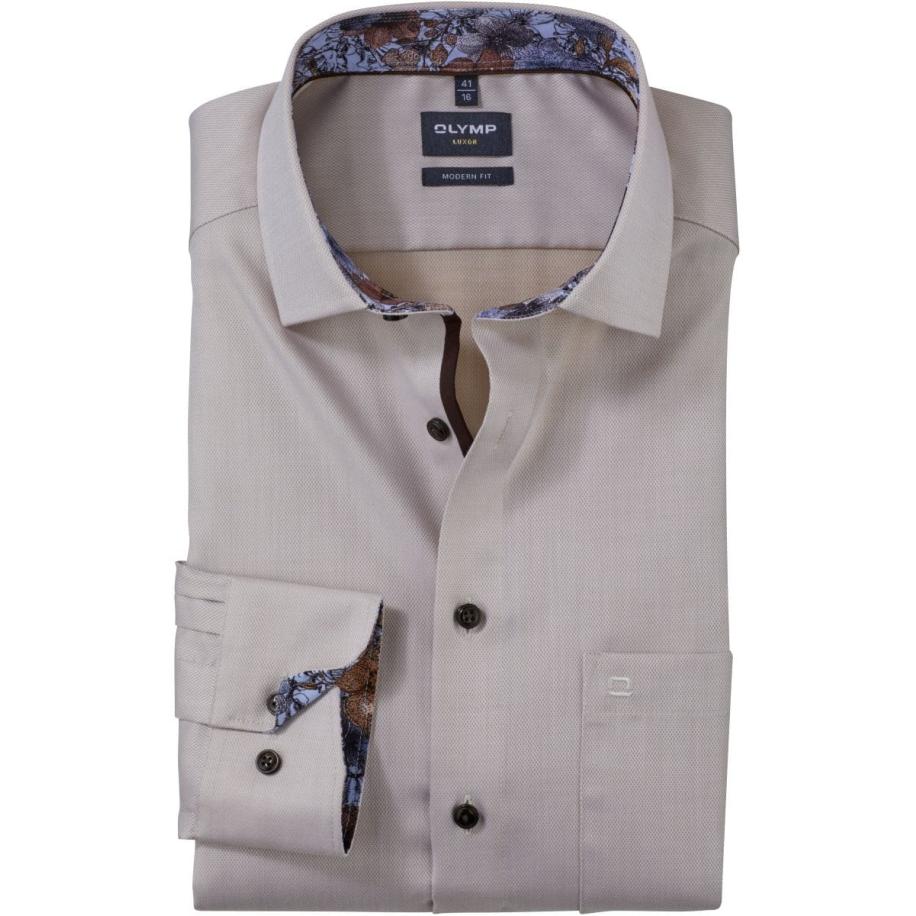 OLYMP Luxor Overhemd natuurlijk, Faux-uni Bruin