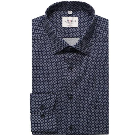 Marvelis Overhemd marine, Bedrukt