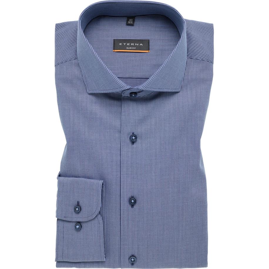 ETERNA Overhemd marine, Gestructureerd Blauw