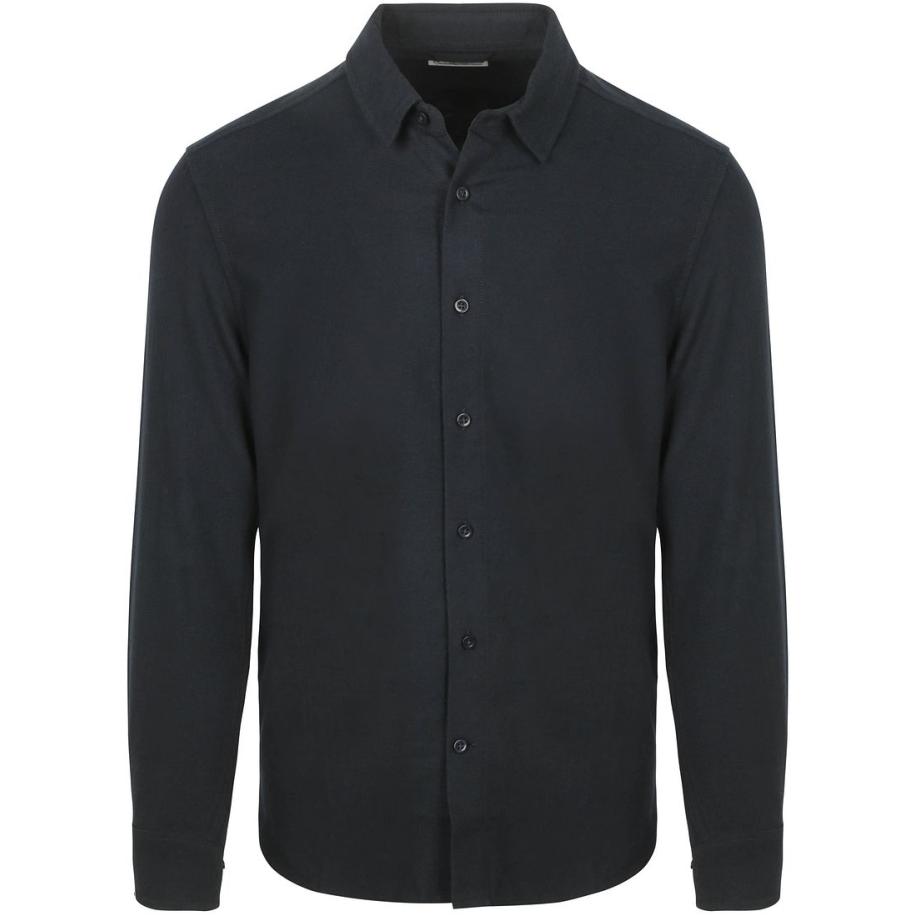 Knowledge Cotton Apparel Shirt Flannel Total Eclipse Blauw