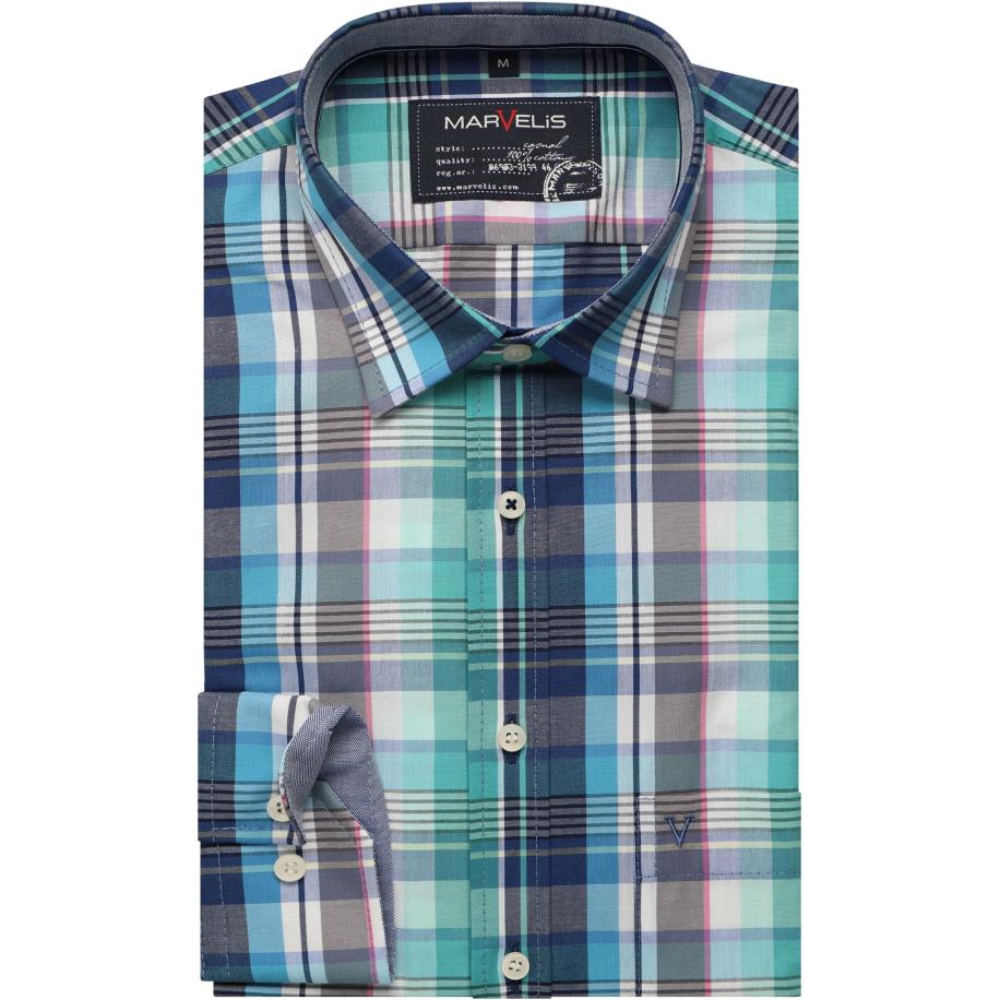 Marvelis Casual Overhemd munt, Ruit Groen