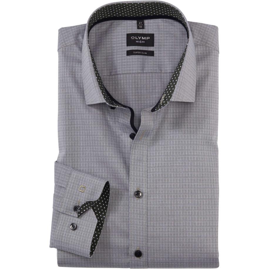 OLYMP No. Six Overhemd olijf, Faux-uni Groen