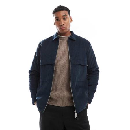 Farah - Schultz - Overshirt van corduroy met doorgestikte voering in marineblauw