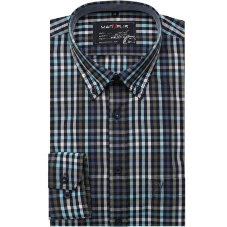 Marvelis Casual Overhemd marine, Ruit