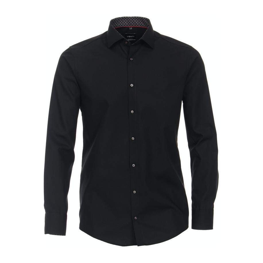 Venti Overhemd zwart, Effen Zwart