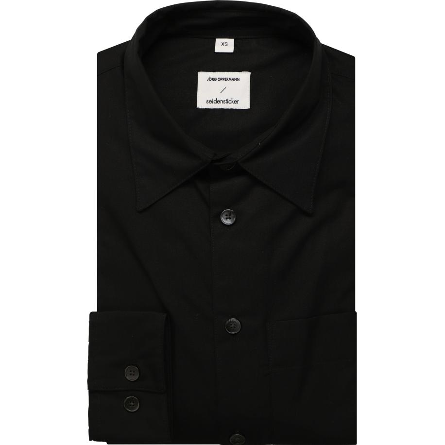 Seidensticker Overhemd zwart, Effen Zwart