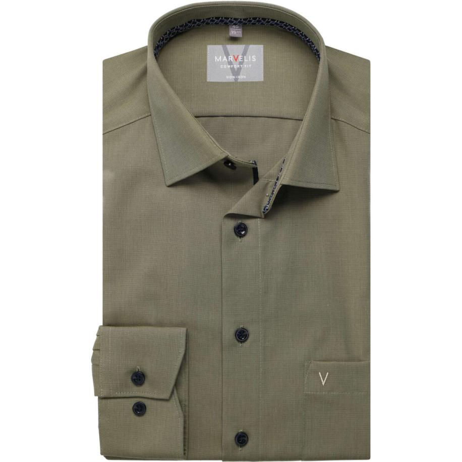 Marvelis Overhemd olijf, Effen Groen